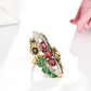 Vintage Jewelry Enamel Rings for Women with Red Zircon in Gold Color