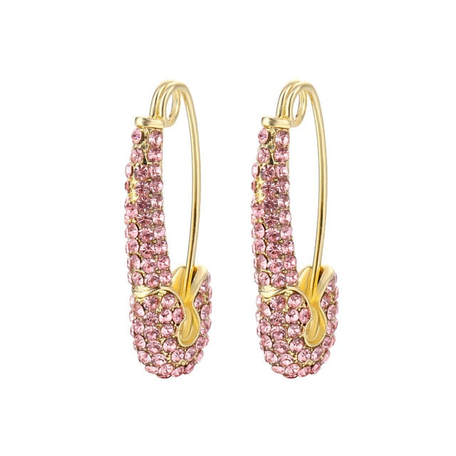 Rainbow Pin Drop Earrings for Women and Girls with Zircon in Gold Color