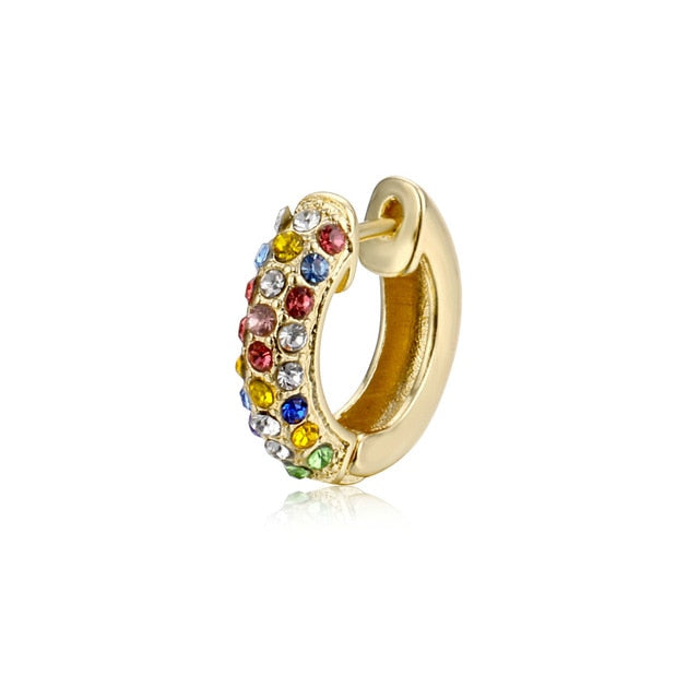 Rainbow Pin Drop Earrings for Women and Girls with Zircon in Gold Color