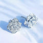 Fashion Jewelry Shiny Flower Stud Earrings for Women with Zircon in Silver Color