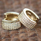 Hip Hop Jewelry 4 Row Micro Pave Hoop Earrings for Party with Zircon in Silver Color