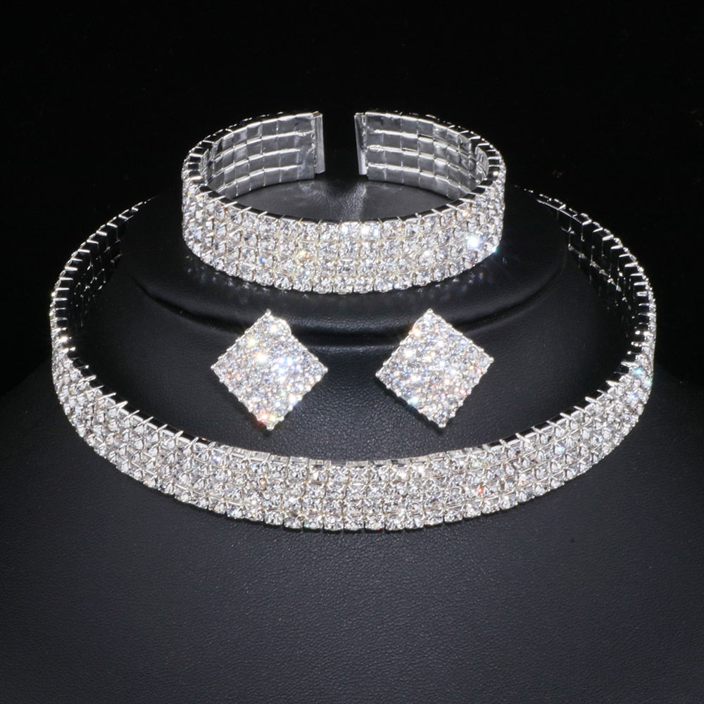 Wedding Jewelry Classic Crystal Jewelry Set for Bride with Shining Crystal