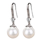 Elegant Imitation Pearl Dangle Earrings for Women with Zircon in Silver Color