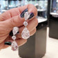 Wedding Jewelry Luxury Water Drop Dangle Earrings for Bride with Zircon in Silver Color