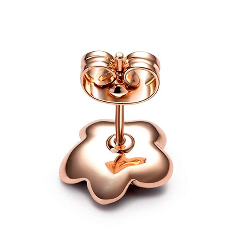 Trendy Jewelry Enamel Camellia Flower Stud Earrings for Women in Gold Color