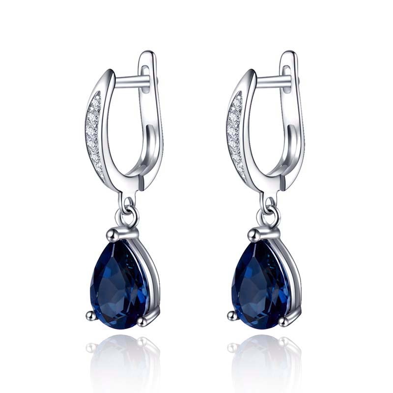 Fashion Jewelry Gorgeous Water Drop Earrings for Women with Blue Zircon in Silver Color