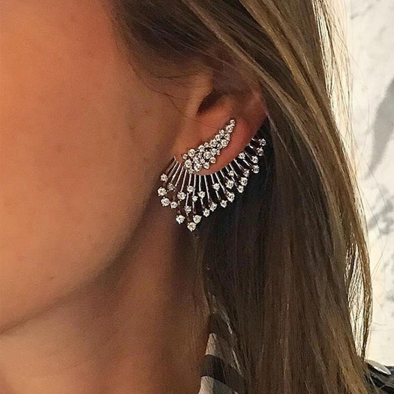 Fashion Jewelry Unique Design Zircon Stud Earrings for Women in Silver Color