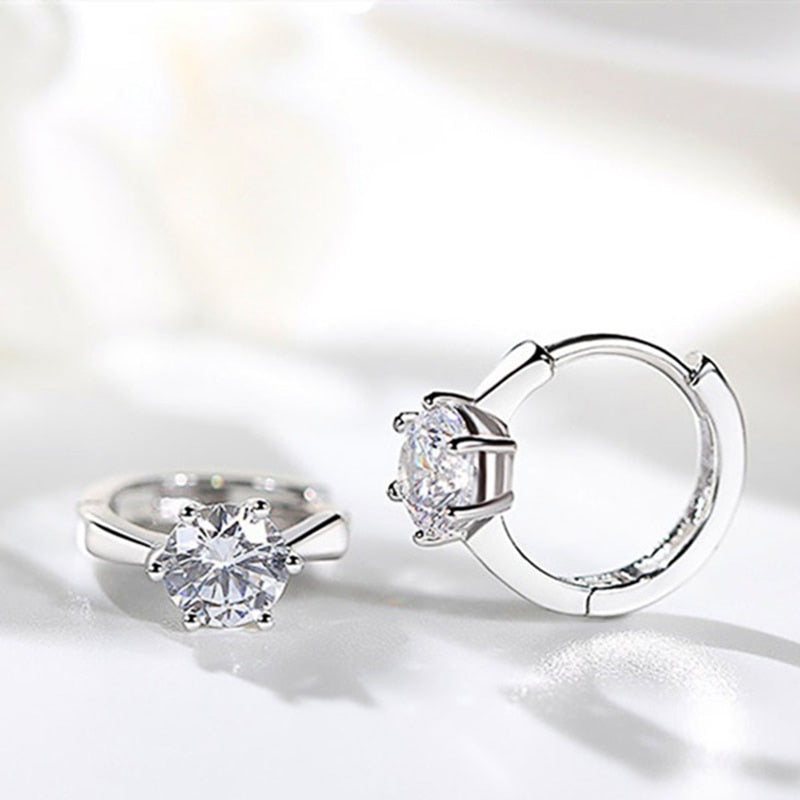 Fashion Jewelry Simple Classic Hoop Earrings for Women with Zircon in Silver Color