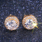Wedding Jewelry Classic Round Stud Earrings for Women with Zircon in Silver Color