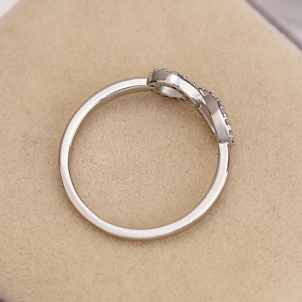 Romantic Jewelry Elegant Infinity Knot Cubic Zircon Rings for Bridal