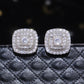 Fashion Jewelry Brilliant Princess Square Stud Earrings for Women in Silver Color