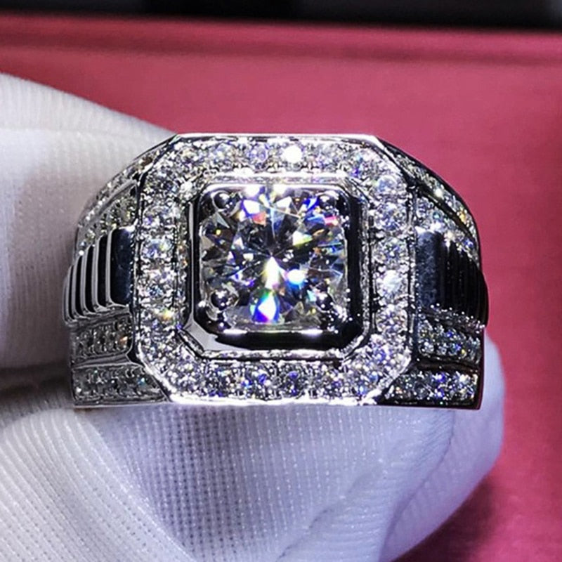 Engagement Jewelry Luxury Bright Round Cut Cubic Zircon Wedding Band Ring