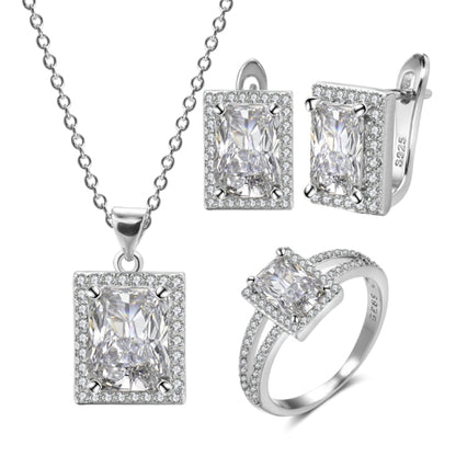 Wedding Jewelry Romantic Crystal Jewelry Set for Bridal with Natural Zircon in Silver Color