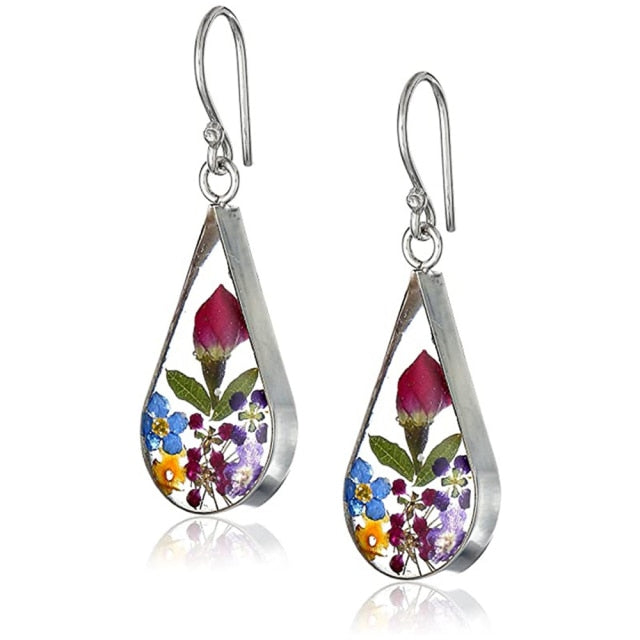 Fashion Jewelry Cute Resin Flower Drop Earrings for Women with Zircon