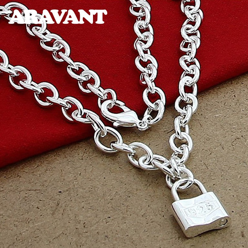 Fashion Jewelry Lock Pendant Pendant Necklace for Women in 925 Sterling Silver