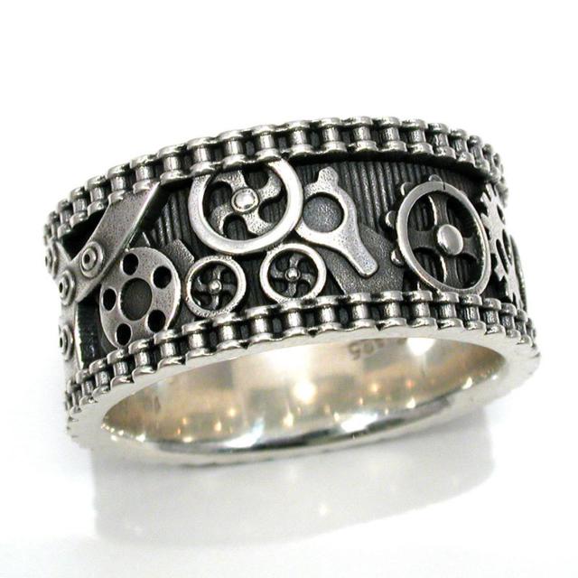 Punk Jewelry Creative Antique Silver Color Handmade Gears Metal Band Ring