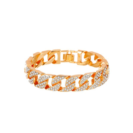 Cuban Link Bracelet For Women with Dazzling Zircon In Gold Color
