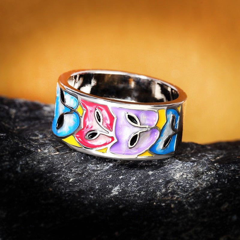 Fashion Jewelry Creative Cat Enamel Ring for Women with Zircon in 925 Silver