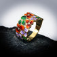 Fashion Jewelry Colorful Flower Enamel Ring for Women with Zircon in 925 Silver