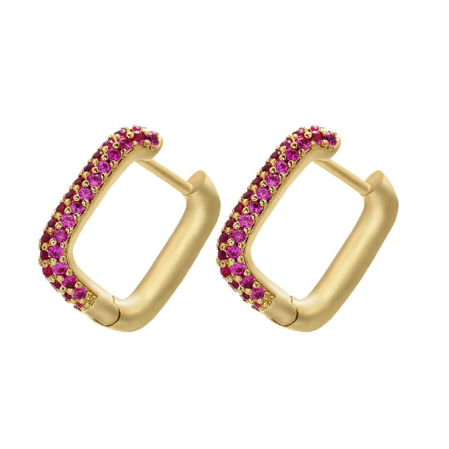 Rainbow U Shape Earrings for Women and Girls with Zircon in Gold Color
