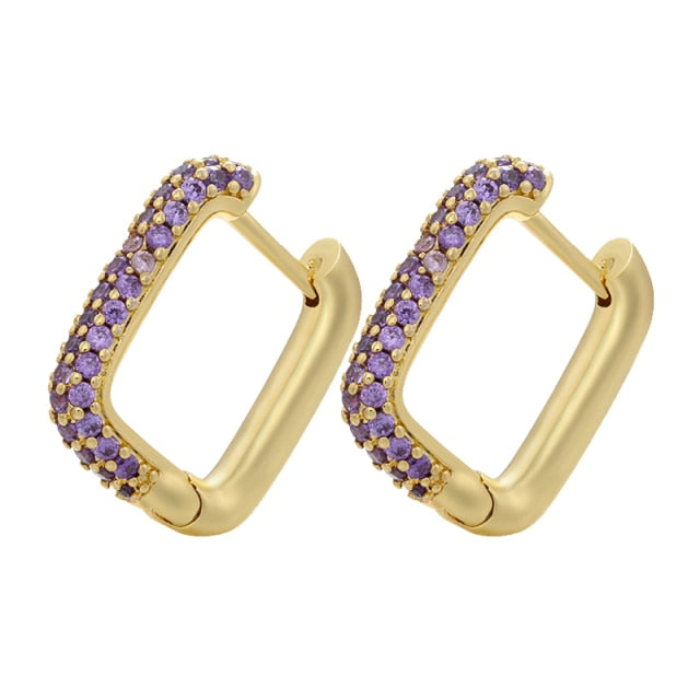 Rainbow U Shape Earrings for Women and Girls with Zircon in Gold Color