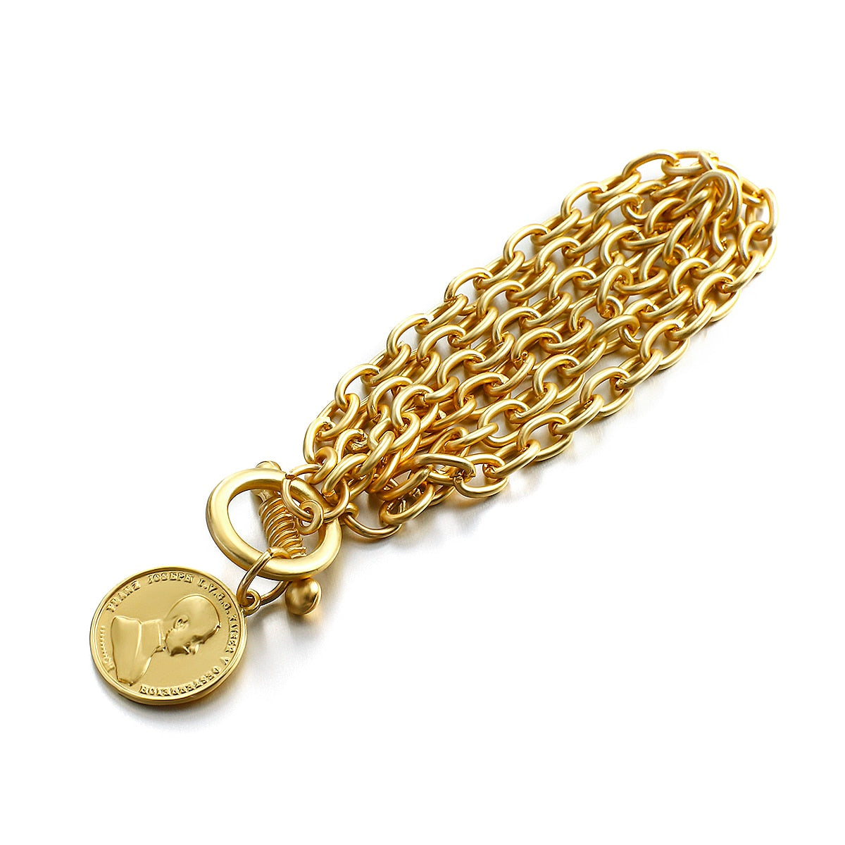 Portrait Coin Bracelets Jewelry  For Women in Gold Color