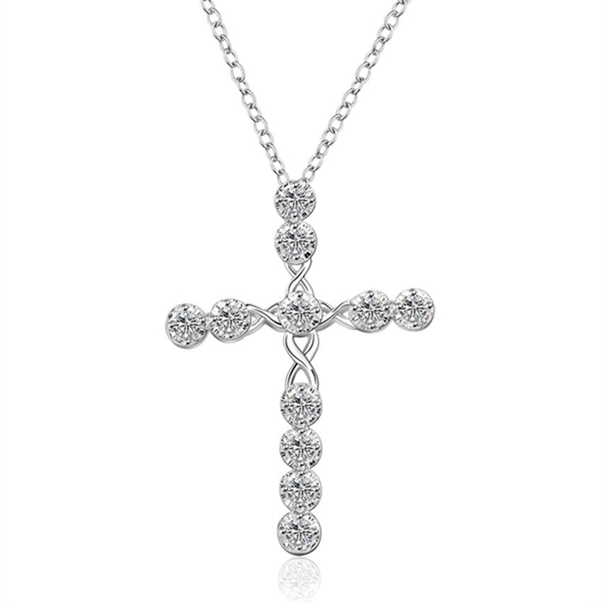 Hip Hop Jewelry Small Cross Pendant Necklace with Rhinestone in Gold Color