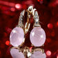 Fashion Jewelry Romantic Pink Stone Drop Earrings for Women with Zircon in Silver Color