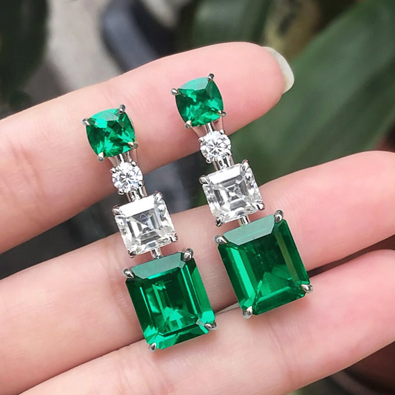 Trendy Jewelry Gorgeous Green Stud Earrings for Women with Cubic Zirconia