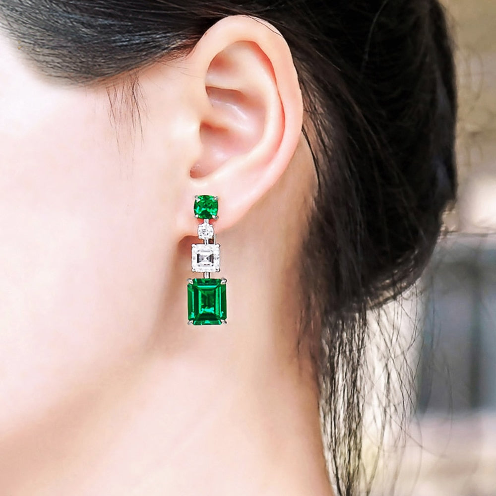 Trendy Jewelry Gorgeous Green Stud Earrings for Women with Cubic Zirconia