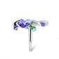 Purple Flower and Butterfly Enamel Ring for Women with Zircon in 925 Sterling Silver