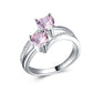 Wedding Jewelry Stylish Double Heart Zircon Engagement Ring for Women in Silver Color