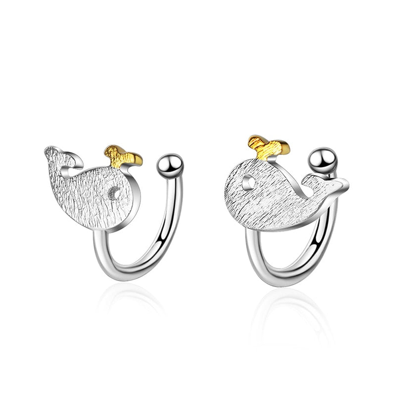 Korean Jewelry Simple Cute Little Whale Jewelry Set for Her in 925 Sterling Silver