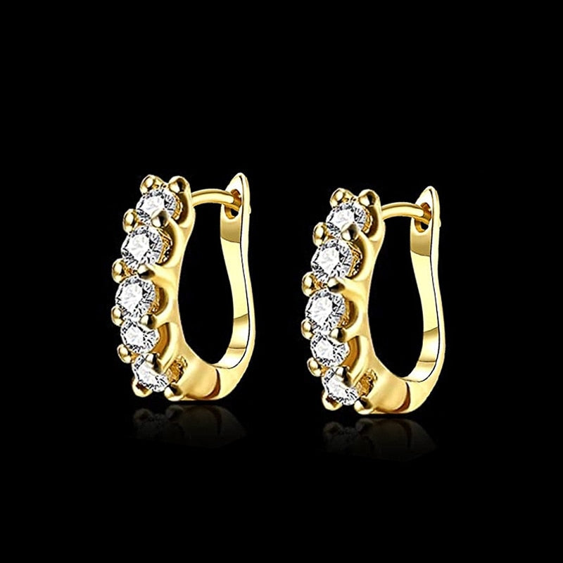Hip Hop Jewelry Delicate Mosaic Hoop Earrings for Party with Zircon in Silver Color