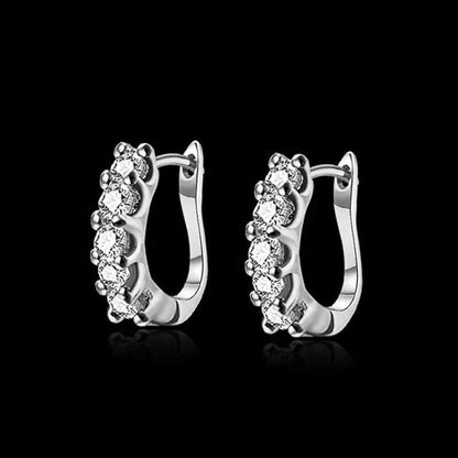 Hip Hop Jewelry Delicate Mosaic Hoop Earrings for Party with Zircon in Silver Color