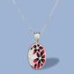 Chinese Jewelry Simple Red Flower Enamel Pendant Necklaces in 925 Sterling Silver