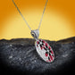 Chinese Jewelry Simple Red Flower Enamel Pendant Necklaces in 925 Sterling Silver