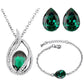 Romantic Jewelry Geometric Green Pear Cut Crystal Jewelry Set for Women