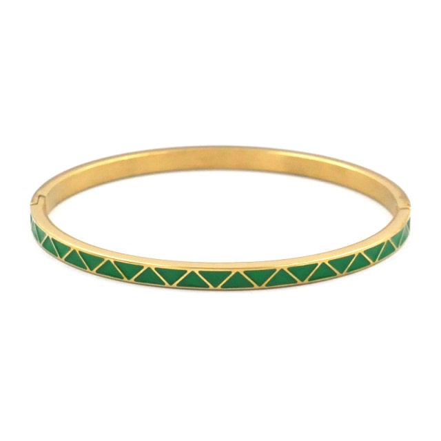 Stainless Steel Jewelry Triangle Enamel Bangles Bracelets for Women in Gold Color
