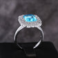 Victorian Jewelry Romantic SkyBlue Radiant Cut Cubic Zircon Cocktail Ring