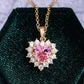 Fashion Jewelry Pink Heart Pendant Necklace for Women with Zircon in Silver Color