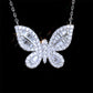Luxury Jewelry Butterfly Pendant Necklace for Women with Zircon in Silver Color