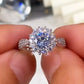 Engagement Jewelry Luxury Round Cut Zircon Halo Rings for Women in Silver Color