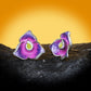 Trendy Jewelry Handmade Enamel Purple Flower Stud Earrings for Women in 925 Silver