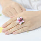 Chinese Jewelry Classic Flower Enamel Ring for Women with Zircon in Silver Color