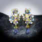 Exquisite Flowers Drop Earrings for Women with Zircon in 925 Sterling Silver