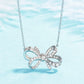 Micro Pave Bowknot Pendant Necklace for Women with Zircon in Silver Color