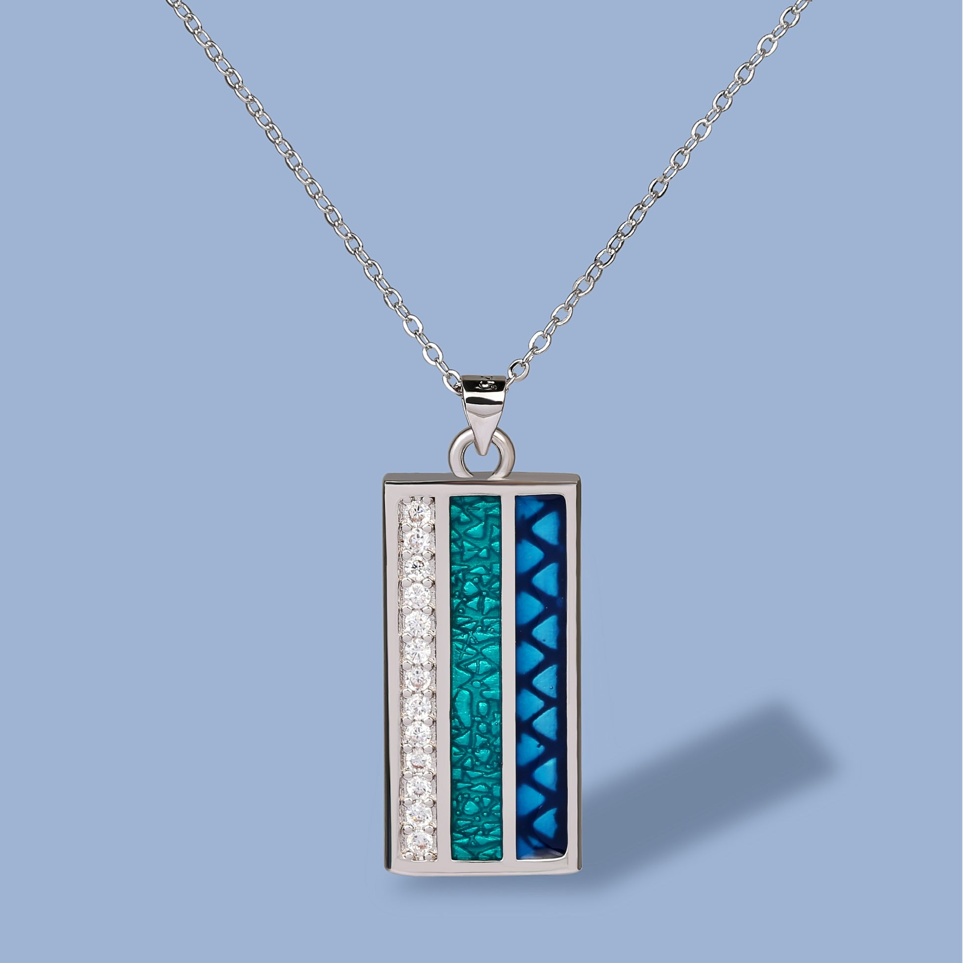 Chic Enamel Pendant Necklace for women with  Zircon fashion-forward in 925 Silver