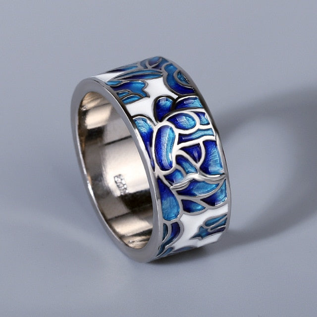 Creative Handmade Enamel Rings for Women in 925 Silver