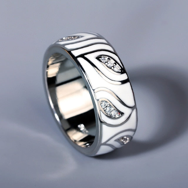 Creative Handmade Enamel Rings for Women in 925 Silver
